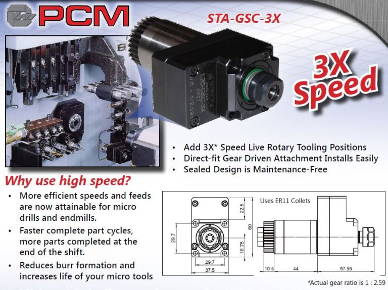 Star 3X Speed Live Rotary Tool for SV & SR Series lathes, fits 331-50-00