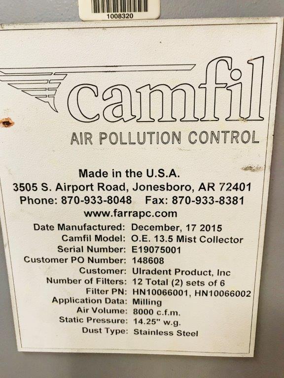 7900 CFM, CAMFIL, Handite Oil Expert 13.5, 2015 Coolant or Oil Mist Smoke Cllctr