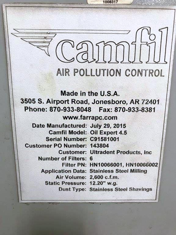 2600 CFM, CAMFIL, Handite Oil Expert 4.5, 2015, Coolant or Oil Mist/Smoke Cllctr