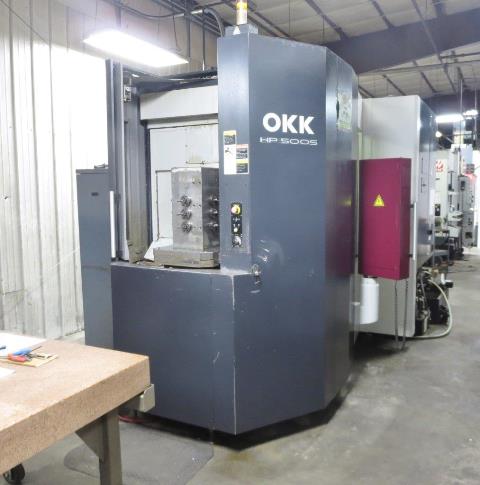 24.8 X, 24.4 Y, 27.9 Z, OKK HP500S, 2006, Fanuc 180i, Conveyor, 12,000 RPM
