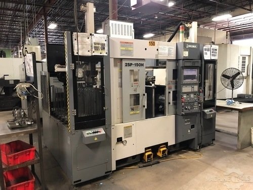OKUMA 2SP-150H, OSP-P200L, 8 Chk, 1 1/2 , 2012, Twin Spindle/Turret, Gantry Load