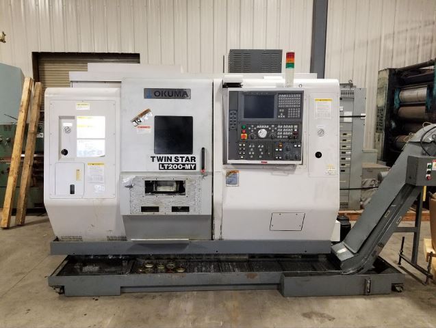 OKUMA LT-200M, OSP E100L, 6 Chk, 2 , 2007, Twin Turret, Twin Spindle,Live