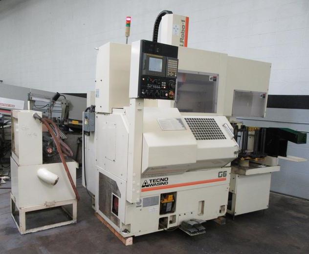 Techno Wasino G6, Fanuc 21I-T, 4 Chk, 1 1/2 , 2000, Robot Loader/Unloader