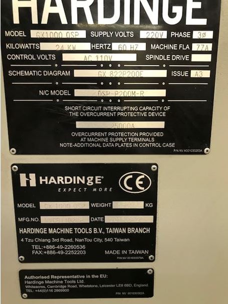 40 X, 21 Y, 21 Z, Bridgeport Hardinge GX1000, 2011, Rigid Tapping