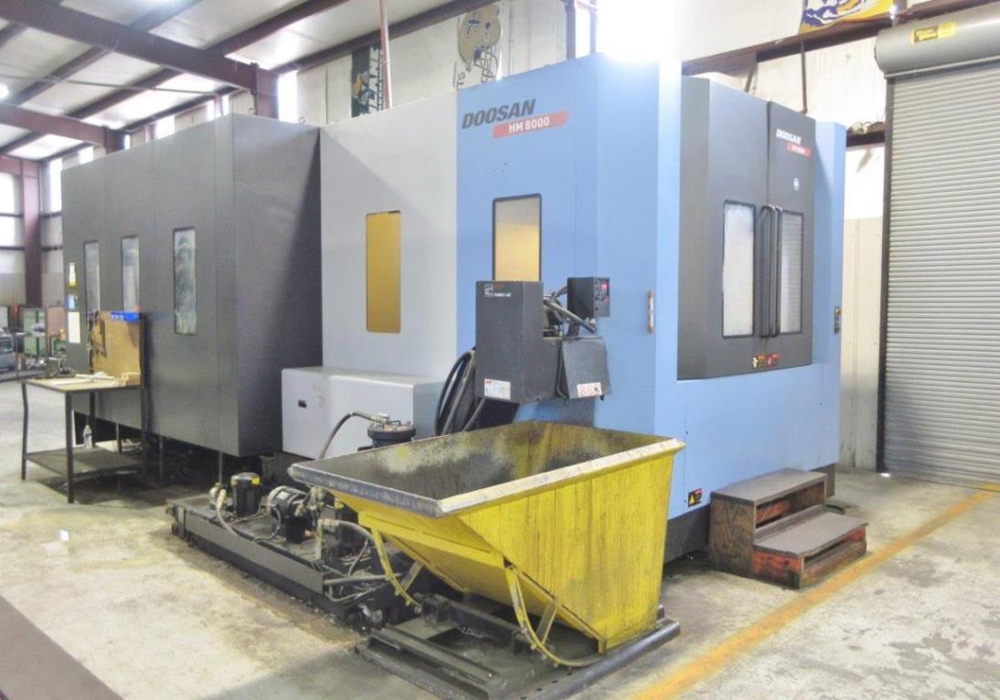 49 X, 39 Y, 39 Z, Doosan HM-8000, 2012, Fanuc 31iA, Full 4th, HPC, Low Hours