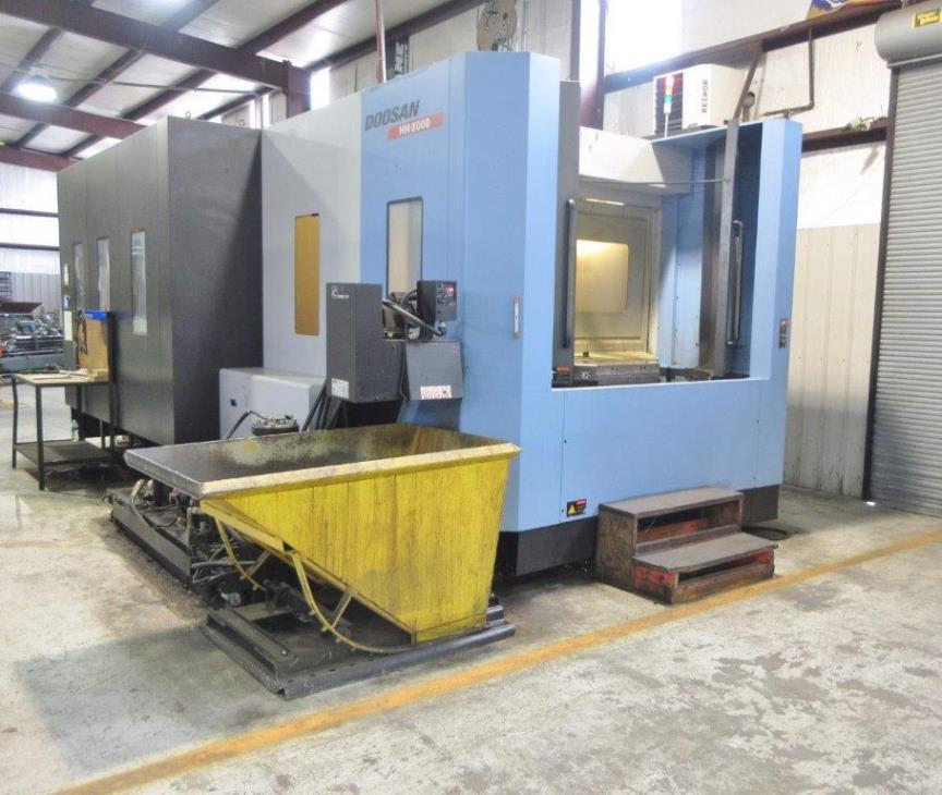 49 X, 39 Y, 39 Z, Doosan HM-8000, 2012, Fanuc 31iA, Full 4th, HPC, Low Hours