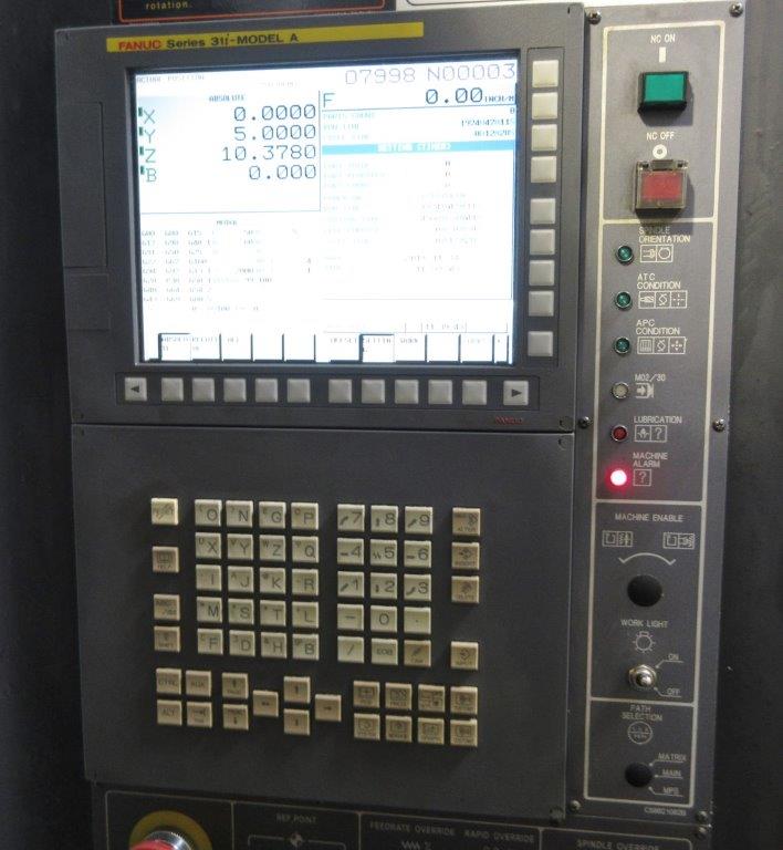 49 X, 39 Y, 39 Z, Doosan HM-8000, 2012, Fanuc 31iA, Full 4th, HPC, Low Hours