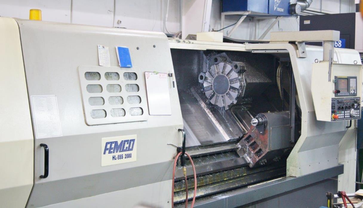 Femco HL-55S, Fanuc Oi-TD, 15 Chk, 4 1/2 , 2000, Programmable Tailstock, Conveyr