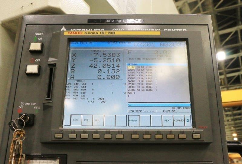 80 X, 51 Y, 53 Z, Kitamura HX1000i, 2011, Full 4th/5th, Fanuc 16i-MB