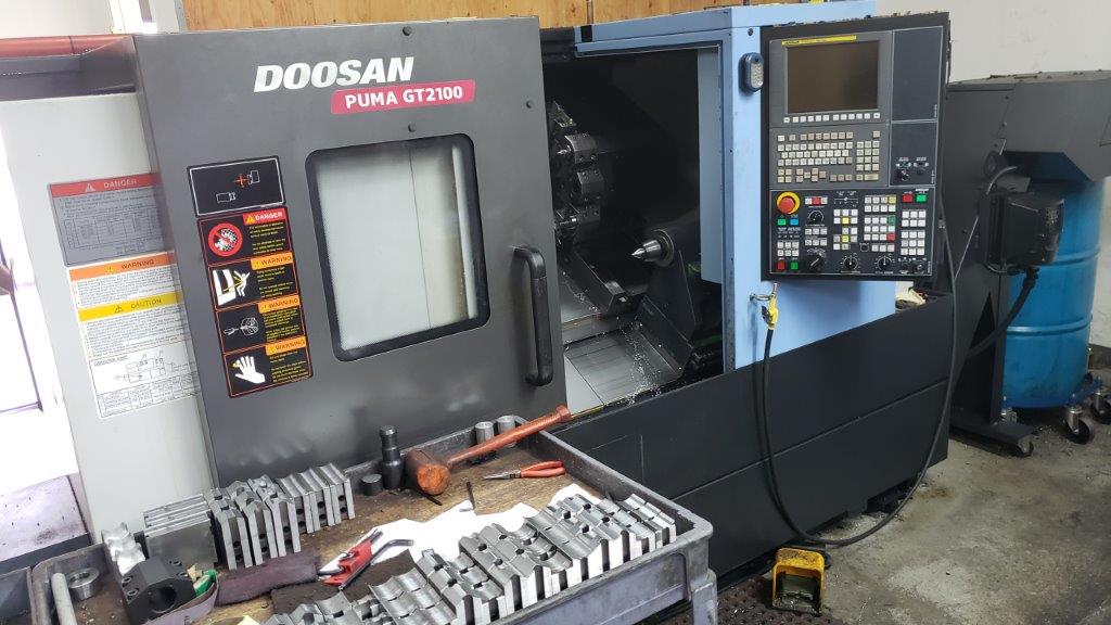 DOOSAN PUMA GT2100, FANUC, 10 Chk, 2 , 2014, TAILSTOCK, CHIP CONVEYOR
