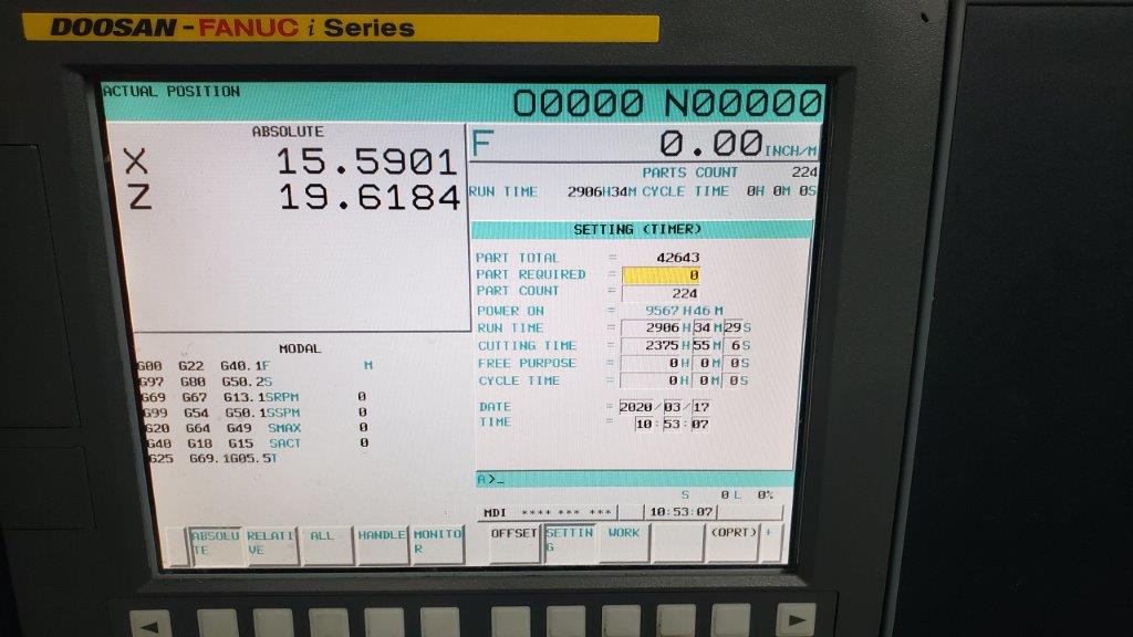 DOOSAN PUMA GT2100, FANUC, 10 Chk, 2 , 2014, TAILSTOCK, CHIP CONVEYOR