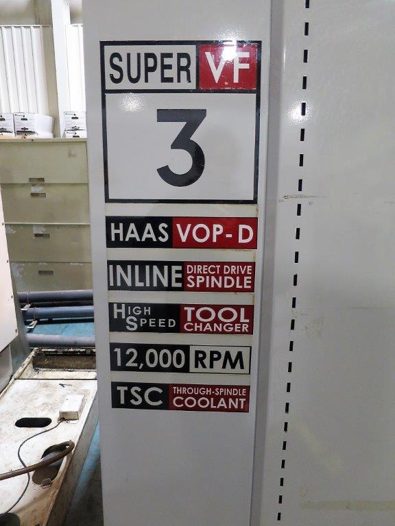 40 X, 20 Y, 25 Z, Haas VF-3SS, 2007, 12,000 RPM, 4th/5th TR210, P-Cool