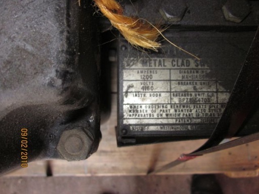 1200 Amp, WESTINGHOUSE, F124A, 4160 V., 1953, DRAWOUT, SAF-2 SOLENOID MECH;-1