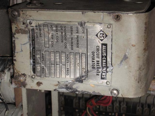 600 Amp, ALLIS CHALMERS, DZ100B, 15 KV, 1963, STATIONARY MOUNT, SO351 MECH;-1