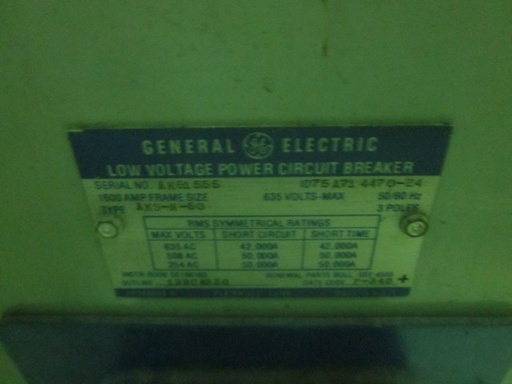 1600 Amp, GE, AKS-N-50, 480 V., ELEC. OPER., DRAWOUT, -1