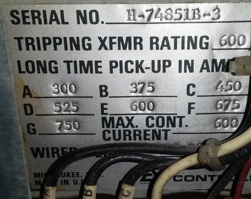 600 Amp, ALLIS CHALMERS, LA-600F, 480 V., M/O, D/O, FUSED AIR CIRCUIT BREAKER: 1