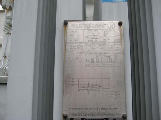 7500/9375 KVA, WESTINGHOUSE, Pri. 26400 V, D, Sec. 13200 V, D, SUBSTATION