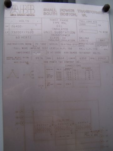 5000/7000 KVA, ABB, Pri. 26400 D, Sec. 13200 Y, SUBST. TXFMR