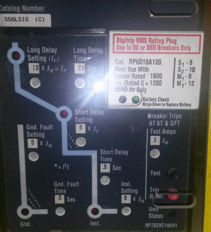 1600 Amp, SQUARE D, DS2-616, 635 V., M/O, D/O, DIGITRIP 510, L,S,I,G: -1
