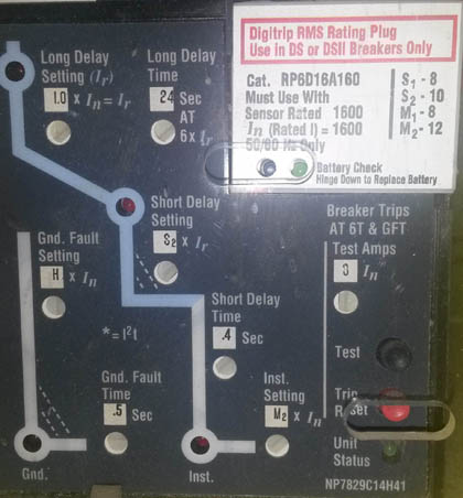 1600 Amp, SQUARE D, DS2-616, 635 V., M/O, D/O, DIGITRIP 510, L,S,I,G: -1
