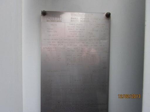 1000 KVA, ABB, Pri. 13200 V, D, Sec. 208/120Y, 1991, NETWORK TXFMR, SILICONE:1