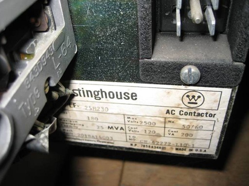180 Amp, 2300 Volt, WESTINGHOUSE, LF25H230, CONTACTOR