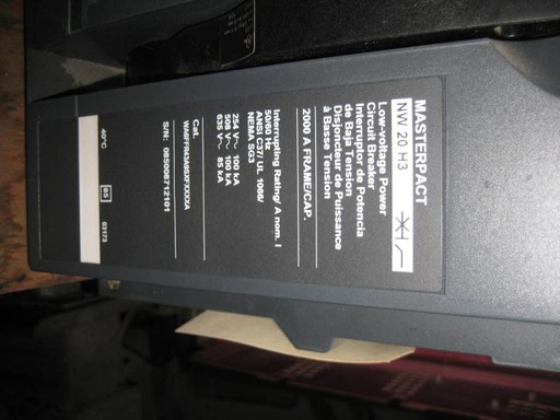 2000 Amp, SQUARE D, NW20H3, 480 V., 2003, M/O, D/O, L,S,I,G, 100 KA I.C.: -1