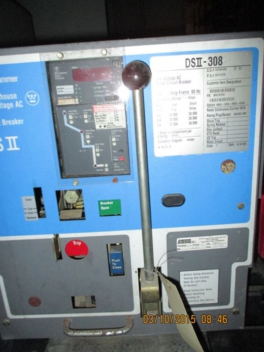 800 Amp, WESTINGHOUSE, DSII308, 480 V., M/O, D/O, w/DIGITRIP L,S