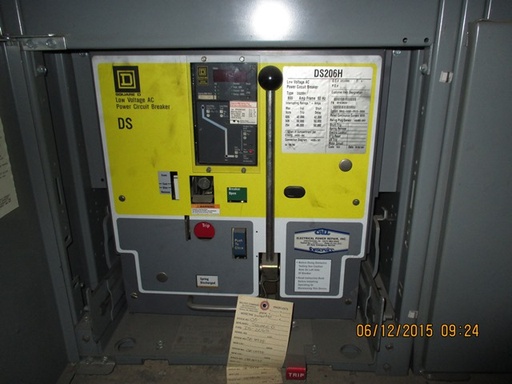800 Amp, SQUARE D, DS-206H, 480 V., M/O, D/O, DIGITRIP 810D, L,I, 42 KA I.C.: -1