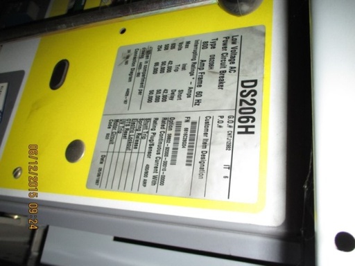 800 Amp, SQUARE D, DS-206H, 480 V., M/O, D/O, DIGITRIP 810D, L,I, 42 KA I.C.: -1