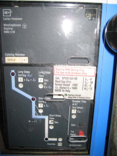 1600 Amp, POWERTRON, DS-416H, 480 V., M/O, D/O, DIGITRIP 510 L,S, 1600 AMP PLUG