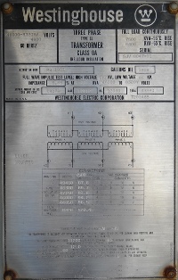 7500/8420 KVA, Pri 46000 D, Sec 8320Y/4800, WESTINGHOUSE, SUBSTATION - 1