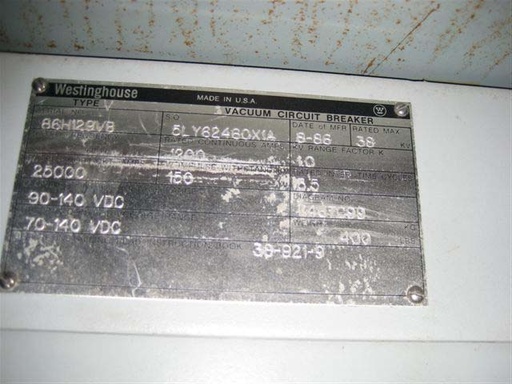 1200 Amp, POWERCON, V, 38 KV, 1986, EO/DO, 125VDC CLOSE & TRIP;