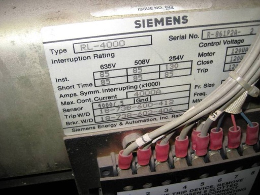 4000 Amp, SIEMENS, RL-4000, 600 V., EO/DO, 120VAC CLOSE & TRIP