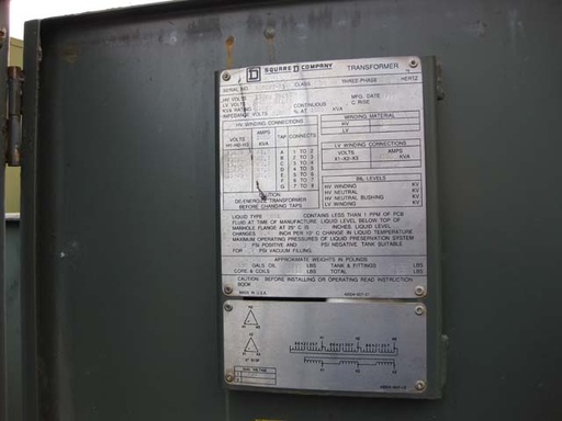 1000 KVA, Pri 13200 D Sec 240 D, 1990, SQUARE D, PADMOUNT, LIVE/RADIAL:1