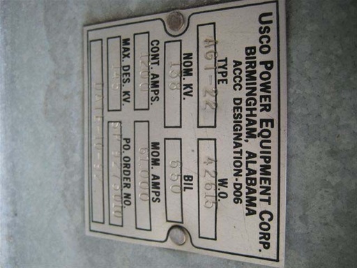 1200 Amp, USCO, AGT-22, 138000 V., VERTICAL MOUNT, VERTICAL BREAK, GOAB:1