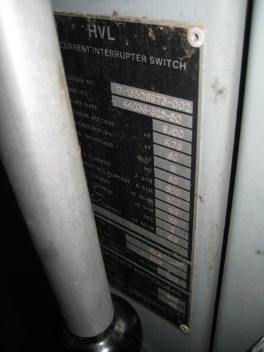 600 Amp, SQUARE D, No. HVL, 4760 V., 2000, INDOOR:1