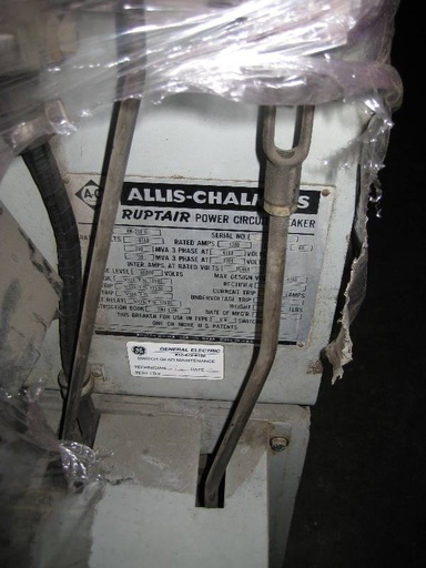 1200 Amp, ALLIS CHALMERS, AM-250-C RUPTAIR, 4160 V., 1954, 125 VDC CLOSE & TRIP