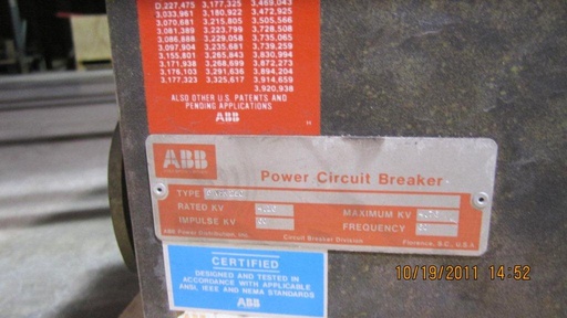 1200 Amp, ABB, 5VHK-250, 4760 V., 1991, 230 VAC CLOSE, 250 VDC TRIP