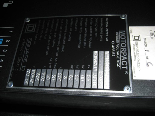 400 Amp, 5000 Volt, MERLIN GERIN, FVNR, OUTDOOR HOUSED, MOTOR STARTER, UNUSED:1