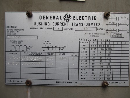 1200 Amp, GENERAL ELECTRIC, FKA-72.5-27000-2, 72.5 KV, 1972, 125 VDC, ML-14-0:1