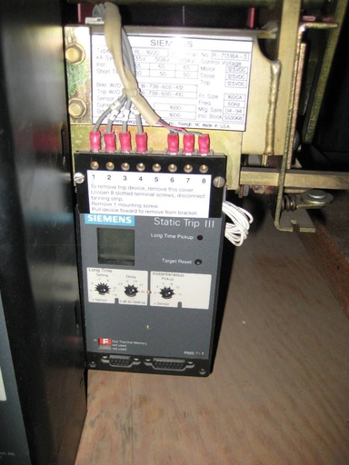 1600 Amp, SIEMENS, RL1600 LM, 480 V., 1994, E/O, D/O, 125 VDC, STATIC TRP III LI