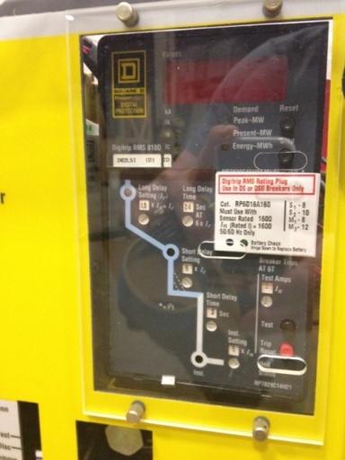 1600 Amp, SQUARE D, DSII-516, 480 V., M/O, D/O, DIGITRIP RMS 810D LSI, NEW:1