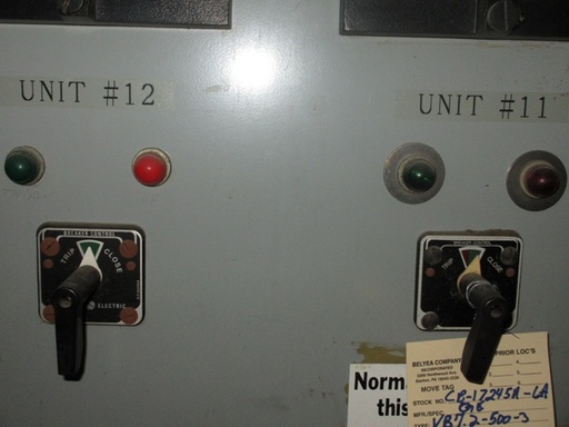 1200 Amp, GENERAL ELECTRIC, VB7.2-500-3, 7.2 KV, SWITCHGEAR, INDOOR HOUSED:1