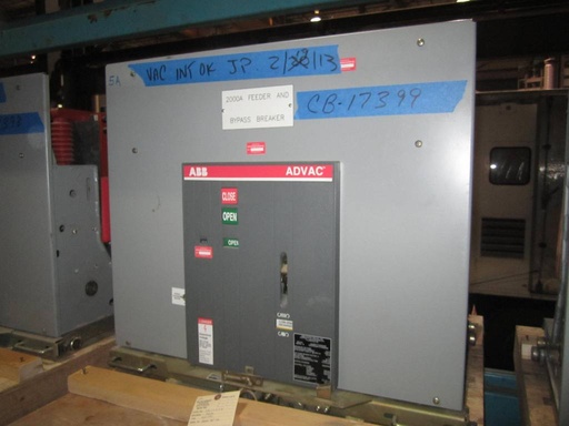 2000 Amp, ABB, ADVAC, 15 KV, 2000, 1000 MVA, 125 VDC CLOSE & TRIP:1