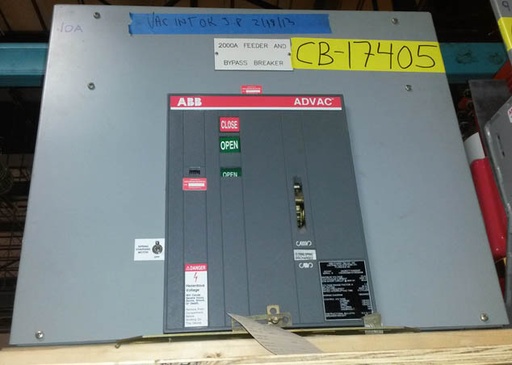 2000 Amp, ABB, ADVAC, 15 KV, 2000, 125 VDC CHARGE/CLOSE/OPEN:1