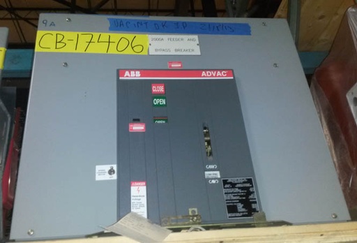 2000 Amp, ABB, ADVAC, 15 KV, 2000, 125 VDC CHARGE/CLOSE/OPEN:1