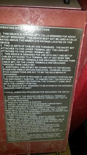 1200 Amp, ABB, ADVAC GROUND & TEST DEVICE, 15 KV