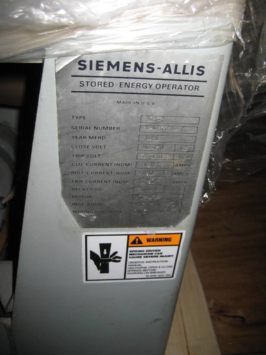 3000 Amp, SIEMENS ALLIS, FA-350B, 4160 V., 1985, EO/DO, 125VDC CLOSE &TRIP;-1