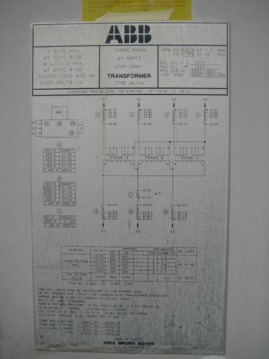 7500/11200 KVA, Pri 12470Y/7200, Sec 2400 D, ABB, GSU, COPPER